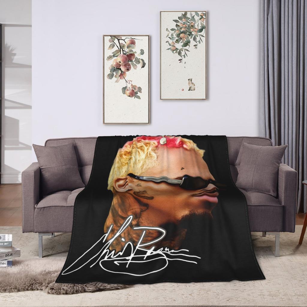 Middle Finger Vintage Chris Brown Blankets Fleece Autumn  Multi-function Super Soft Throw Blanket for Bedding Outdoor Bedspread