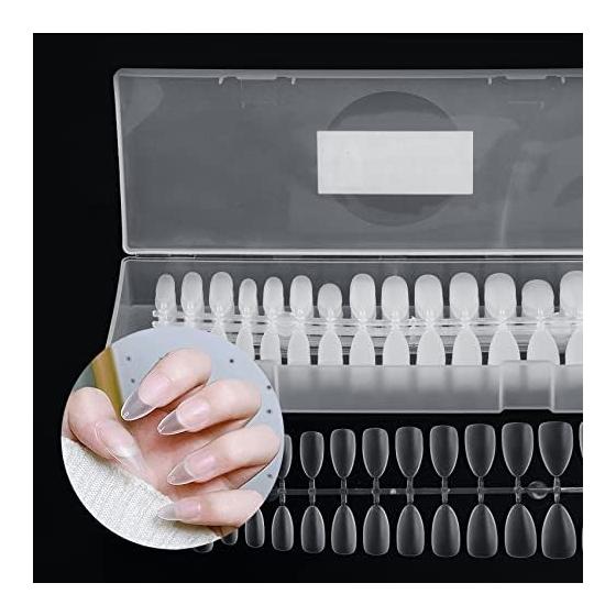 Annhua Nail Tips Clear 270 Pieces Nail Lengthening Tips Almond Shape Medium Transparent False Nails Clear Tip Set Sanded Nail Tips Nail Tip Practice
