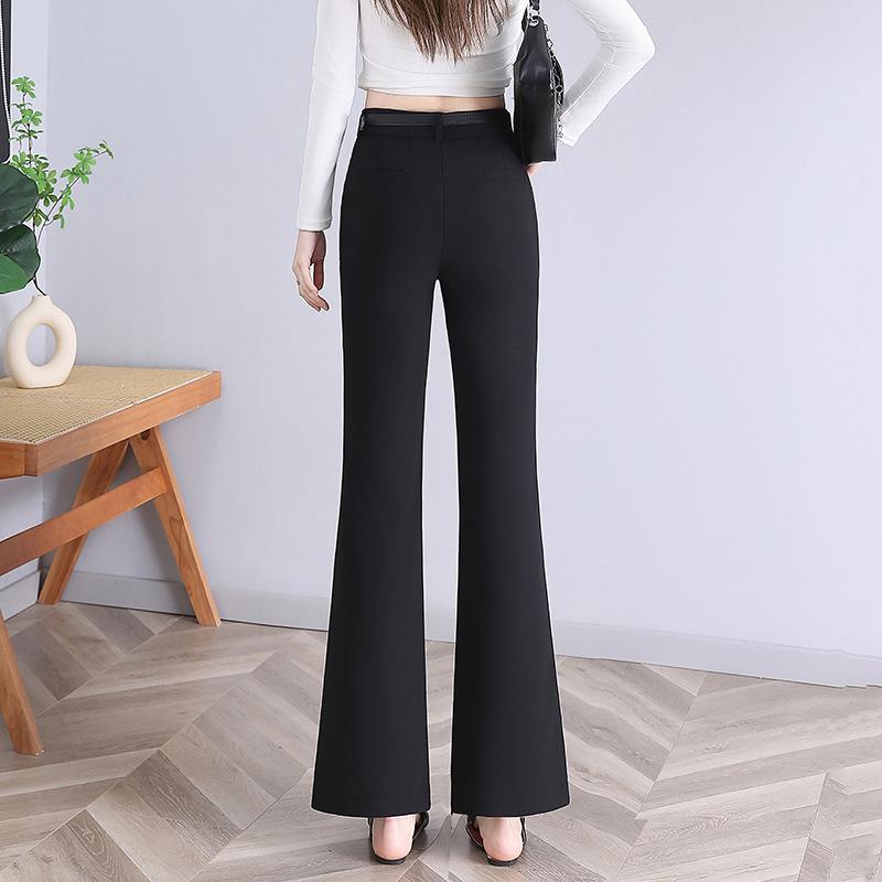 Dámské jarní a podzimní mikro-drapované kalhoty s vysokým pasem, slim, tenké, ležérní oblek