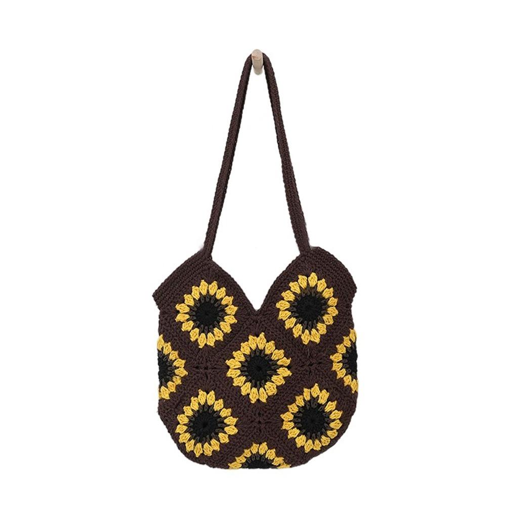 

Повседневная вязаная крючком сумка, цветочная женская сумка-тоут, модная бохо сумка через плечо, лето Style 2