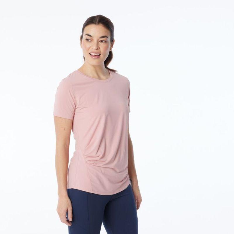 

Love Buy without Hesitation! Smooth Cool Leather Feel! Export USA Pure Color Short Sleeve Yoga T-shirt Women s Workout Top Export Pink S