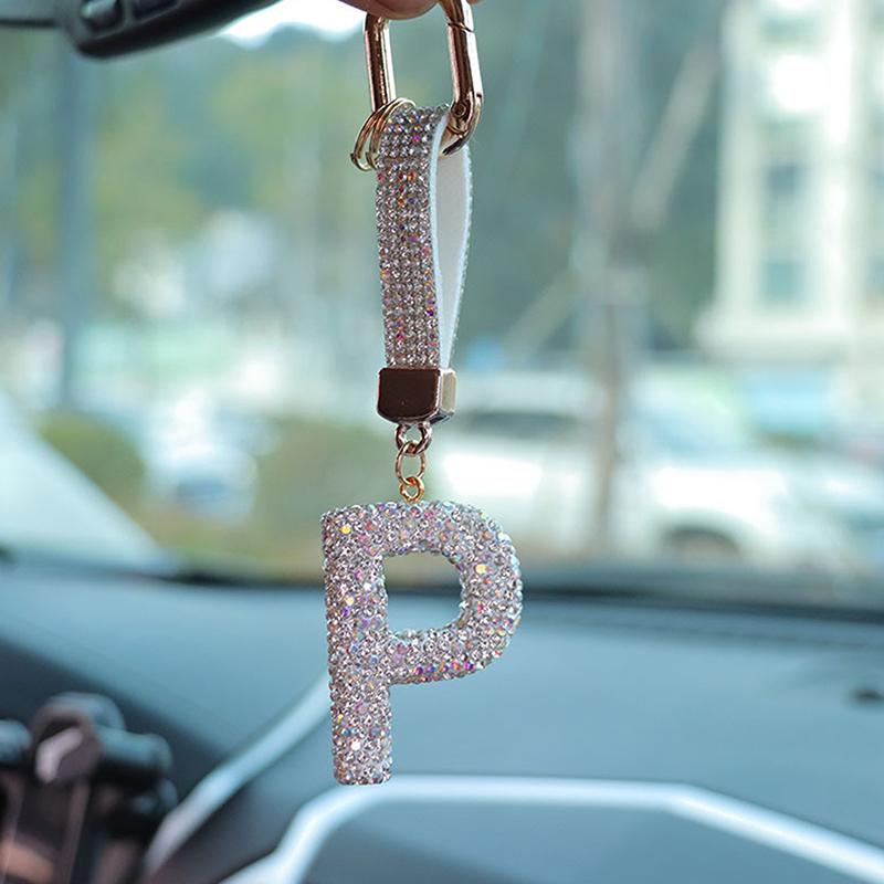 Fashion Sparkling Rhinestone Alphabet Keychain Cute Letter Charm Key Ring Exquisite Backpack Decoration Accessories Gifts