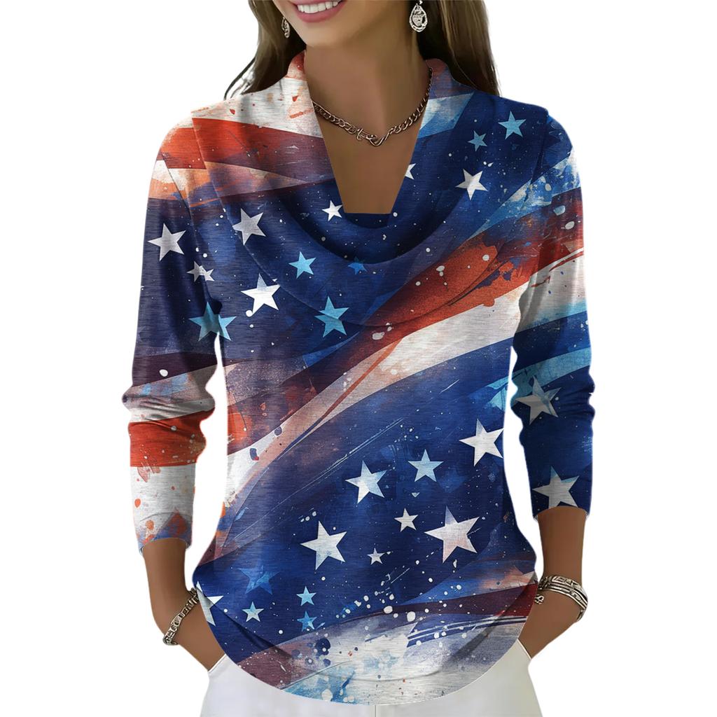 Women's Casual And Fashionable Round Neck Long Sleeved Printed Top Sweater