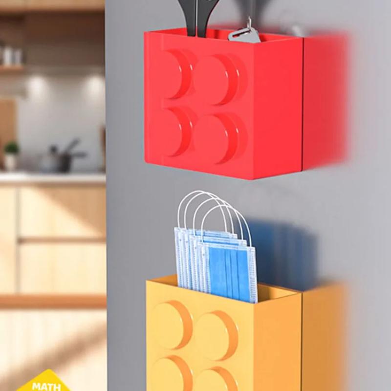 Building Blockas Refrigerator Magnetic Absorption Box Household Plastic Wrap Kitchen Storage Magnet Entry Door Storage Shelf