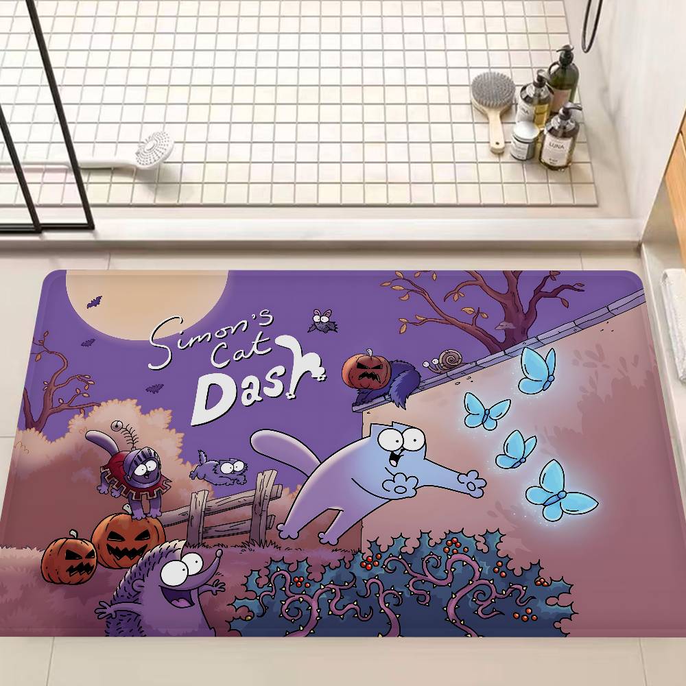 Anime Simons Cat Bathroom Mat Anti-slip Absorb Water Long Strip Cushion Bedroon Mat Welcome Doormat