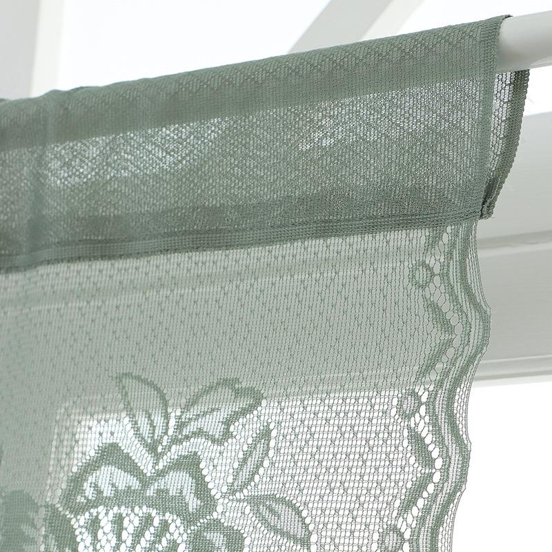 American Green Linen Lace Sheer Curtain - French Double Layer Partition Curtain