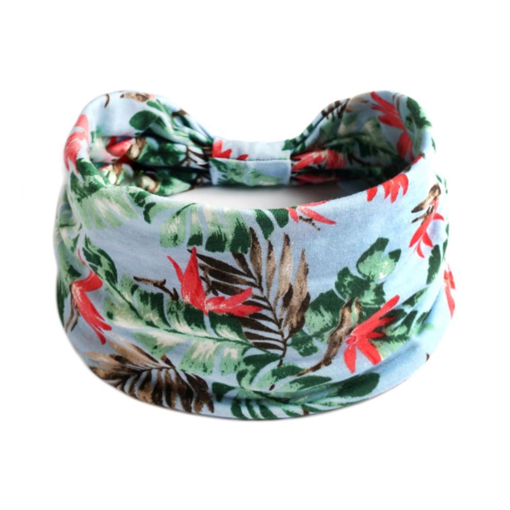 Bohemian Headbands for Women Cashew Flower Head Band Yoga Sports Hairband Elastic Cotton Wide Bandanas Headwear Hair Accessories