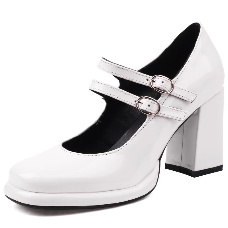 Strap Black White Red Heels Mary Janes Shoes Women's High Heels Pumps Platform Elegant 2025 Party Wedding Shoes Ladies Big Size