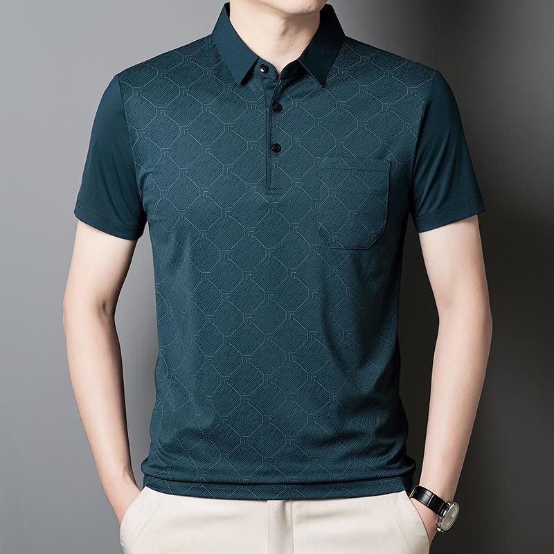 Polo Shirt Short Sleeve Breathable Medium Men'S Lapel T-Shirt Bottom Shirt