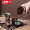 Deboer Titanium-Style Stainless Steel Portable Travel Tea Set (1 Pot, 3 Cups)