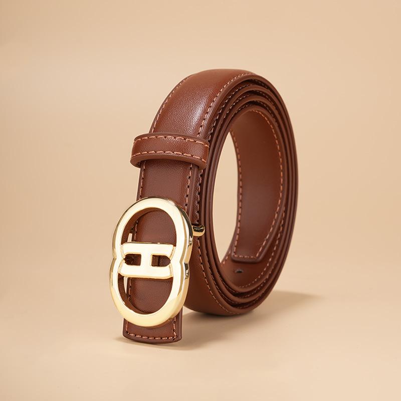 Fashion Women'S Leather Belt Fashion Simple Versatile Cowhide Belt Decoration With Suit Dress High-End Belt
