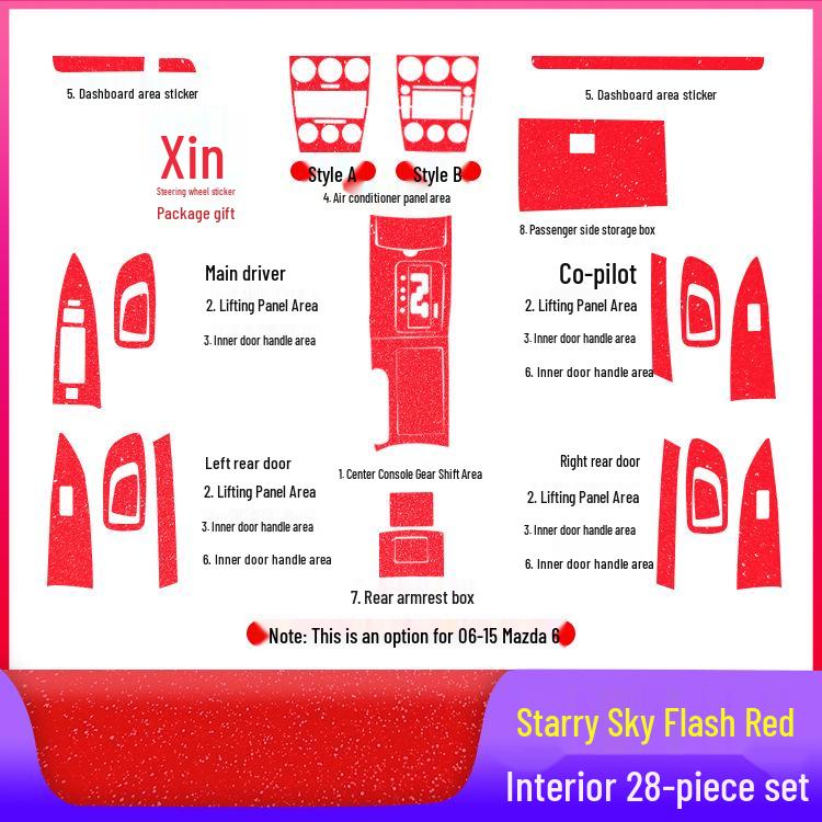 Mazda 6 Mittkonsol Växelspak Film: Dekorationsstickers för interiör (2003-2015)