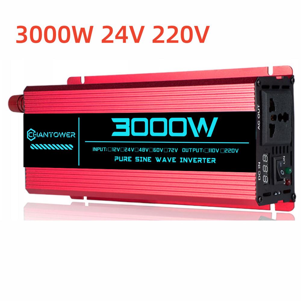 Pure Sine Wave Inverter DC 24V To AC 220V/110V 1000W 1600W 3000W 4000W 5000W 6000W Power Converter Car Solar Inverter