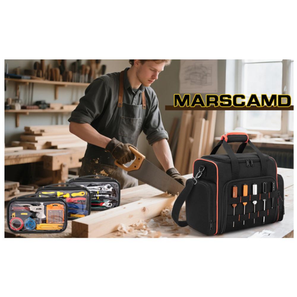 Thick Durable Oxford Electrician Tool Bag With Multi Pockets, Hand & Crossbody Carry For Wiring, Plumbing And Construction Site Hardware Tools Storage