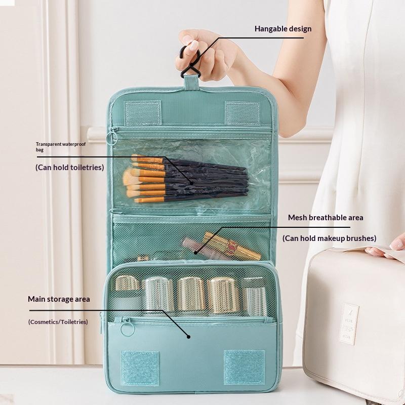 1Pcs Waterproof Women Cosmetic Storage Bag Portable Toiletry Washbag With Hanging Hook Large Capacity Travel Makeup Case