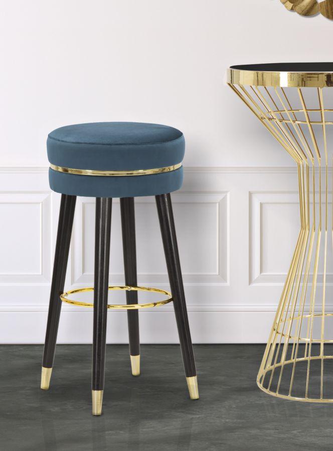 Bar Stool Paris Teal Gold Cm Ø 35X74