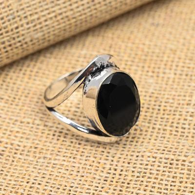 Gioielli fatti a mano con pietre preziose di spinello nero Anello in argento sterling 925