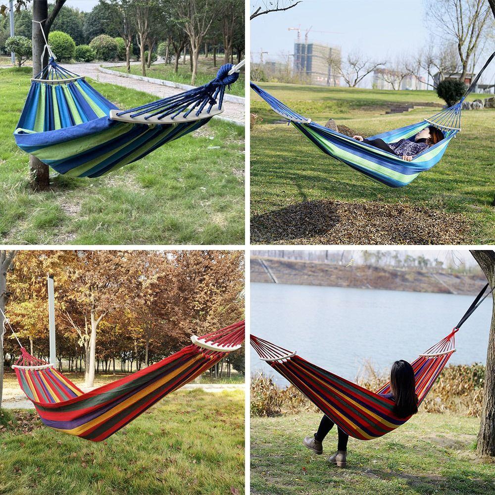 Thick Canvas Camping Hammock Good Load-bearing Swing Hammock Hanging Bed Beach Leisure Activities