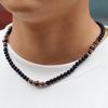 Nouveau Collier Pierre de Guérison Fait Main Homme Perles d'Onyx 6mm Collier Court de Guérison Accessoires de Cou Cool pour l'Extérieur Biker Cadeau pour Petit Ami
