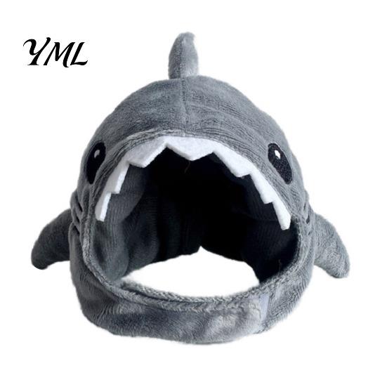 Holiday Pet Gift Ideas Cat Shark Hood Hat, Winter Plush Warm Headgear, Cozy Cute Small Animal Accessories Hat Accessory for Cats Dogs Fun Photo Props