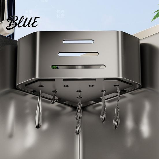 Sponge Drying Rack Sink Filter with Suction Cups for Kitchen Corner Quick Carbon Steel Caddy Hollow Design Rustproof Holder Soap And Brushes