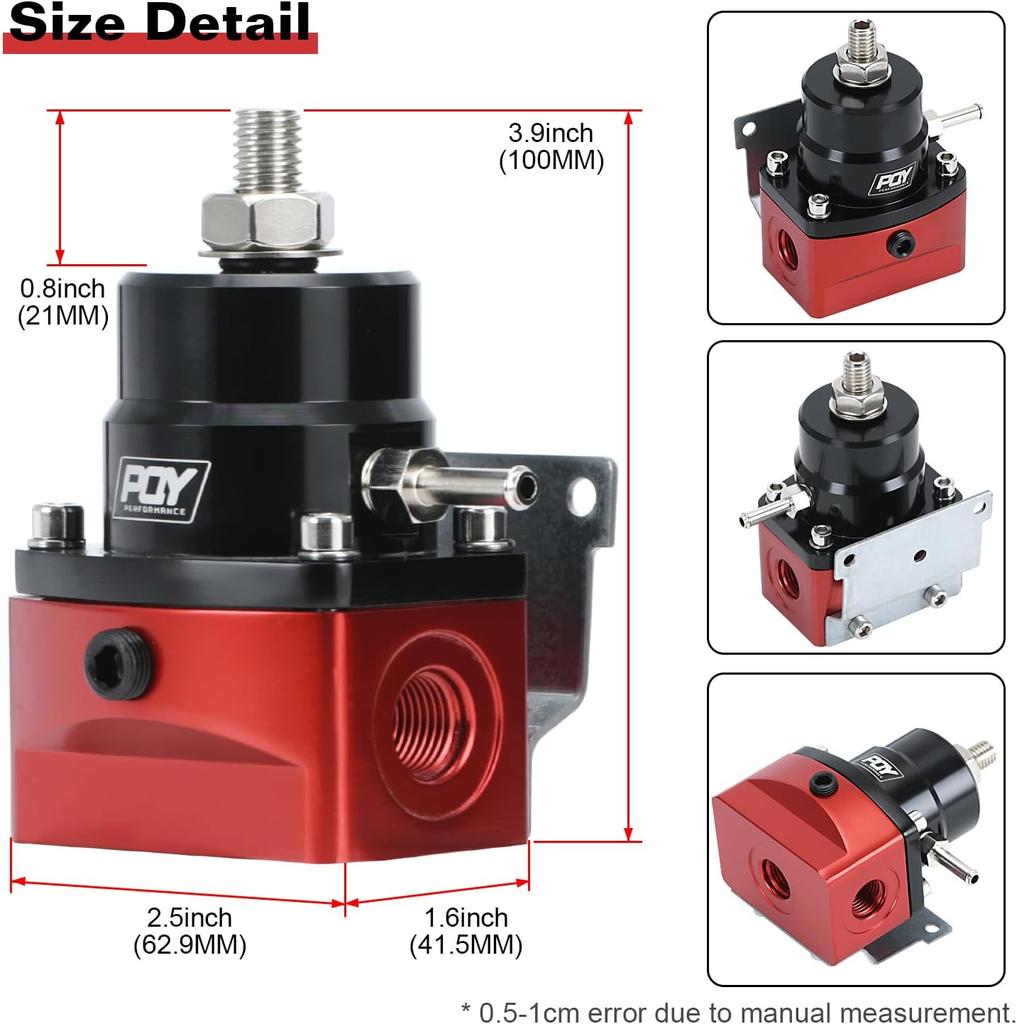Adjustable Fuel Pressure Regulator Kit AN6 Feed & AN6 Return Line W/ 0-160PSI Gauge Set 3-20/ 20-45/ 45-70 Pressure Springs
