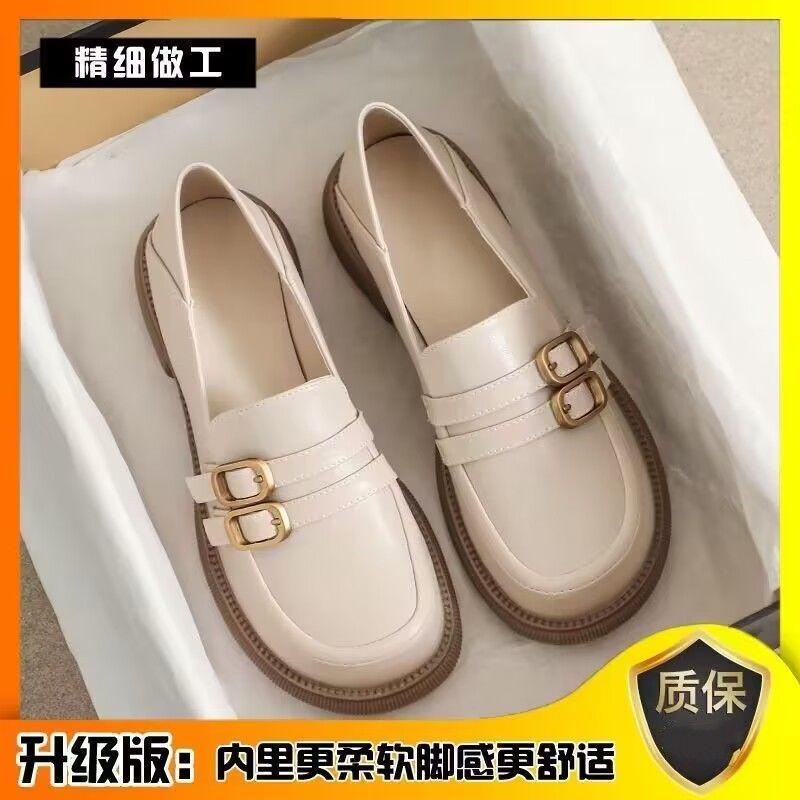 

- Large size women s shoes soft leather spring and autumn new thick heel two wear single shoes versatile soft sole small leather shoes 39