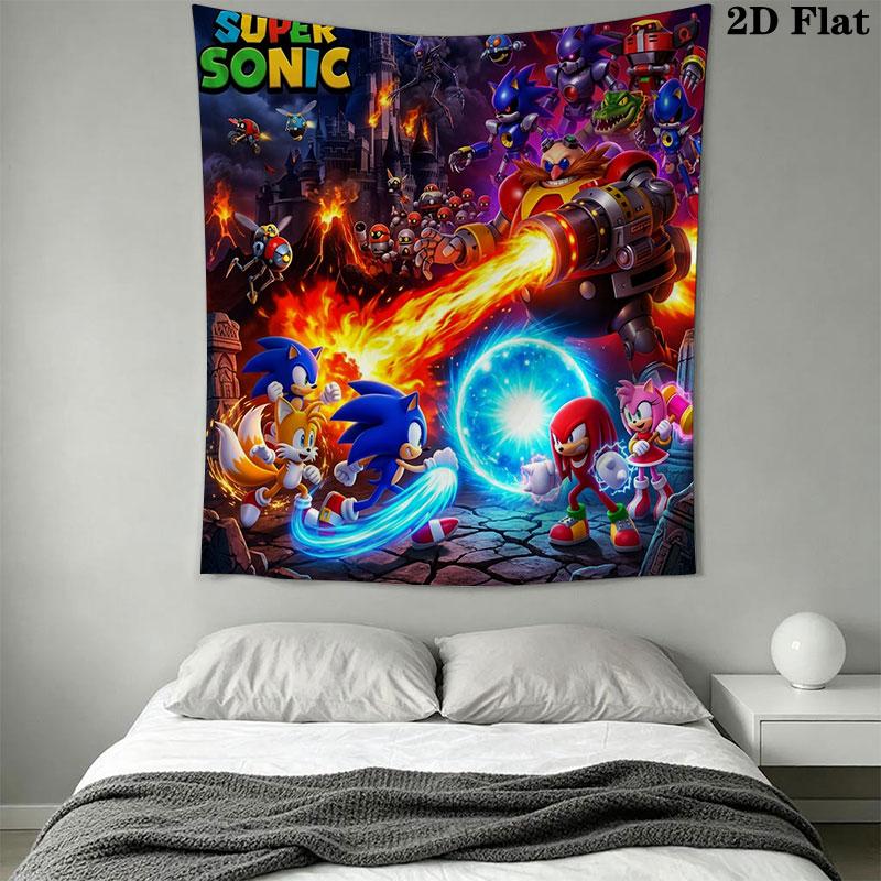 Hedgehog Sonic Whiz Wall Hanging Printed Fabric Blanket Decorative Tapestries for Bedroom Living Room Home Decor