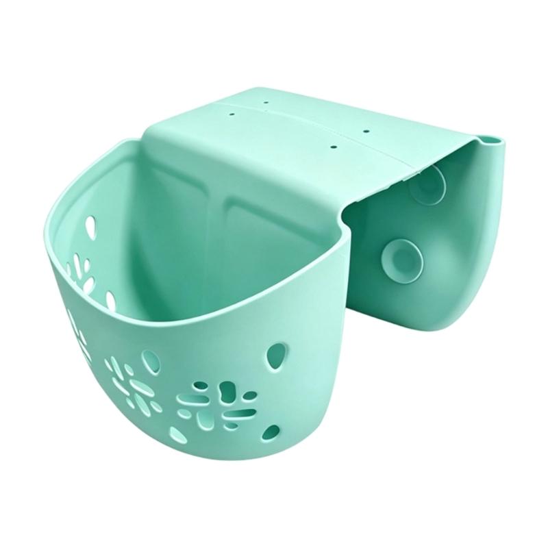 Tubside Bath Storage Basket, Perforated Plastic Bathroom Basket for Drainage and Direct Access Bath Item Holding Area