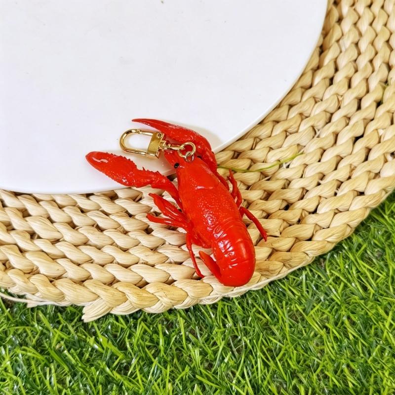 Realistic Food Keychain Set PVC Mini Crab Lobster Keyring Creative Novelty Fun Gift for Car Key Backpack Lovers Friend Party Decoration