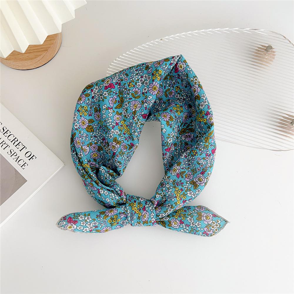 Cotton And Linen Small Square Scarf Silk Scarf Women'S Spring And Autumn New Style Artistic And Versatile Fashionable Temperament Headband Scarf