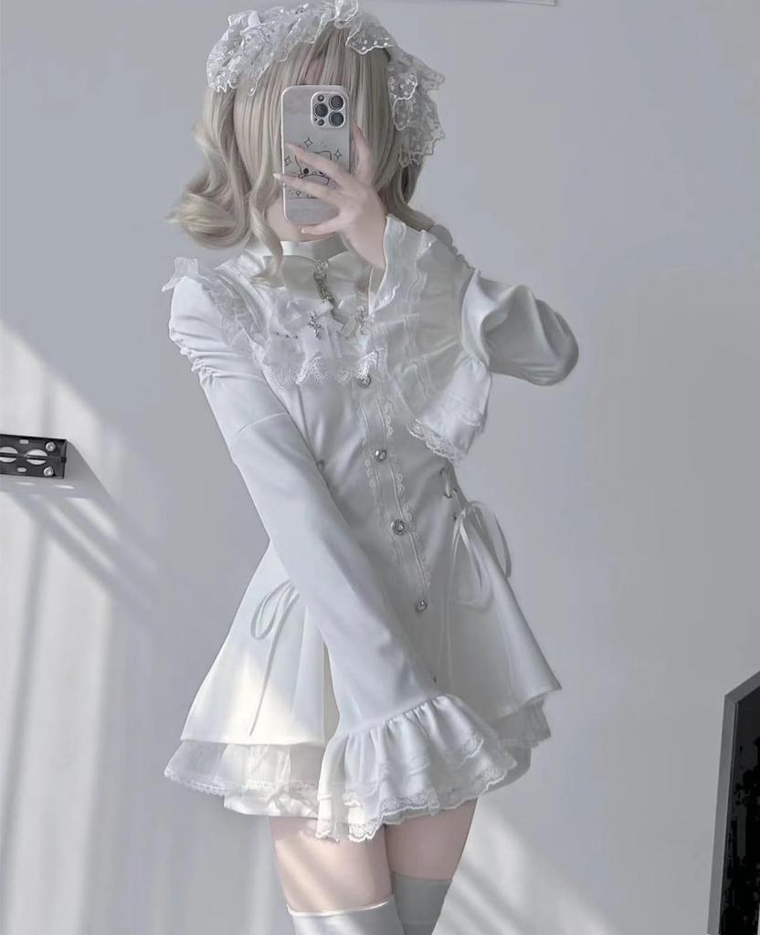 Slimming Size Perfect for Nights and Events [KALAOK] Women's A-Line Dress, White, L, Dates, Girls' Out, Parties,