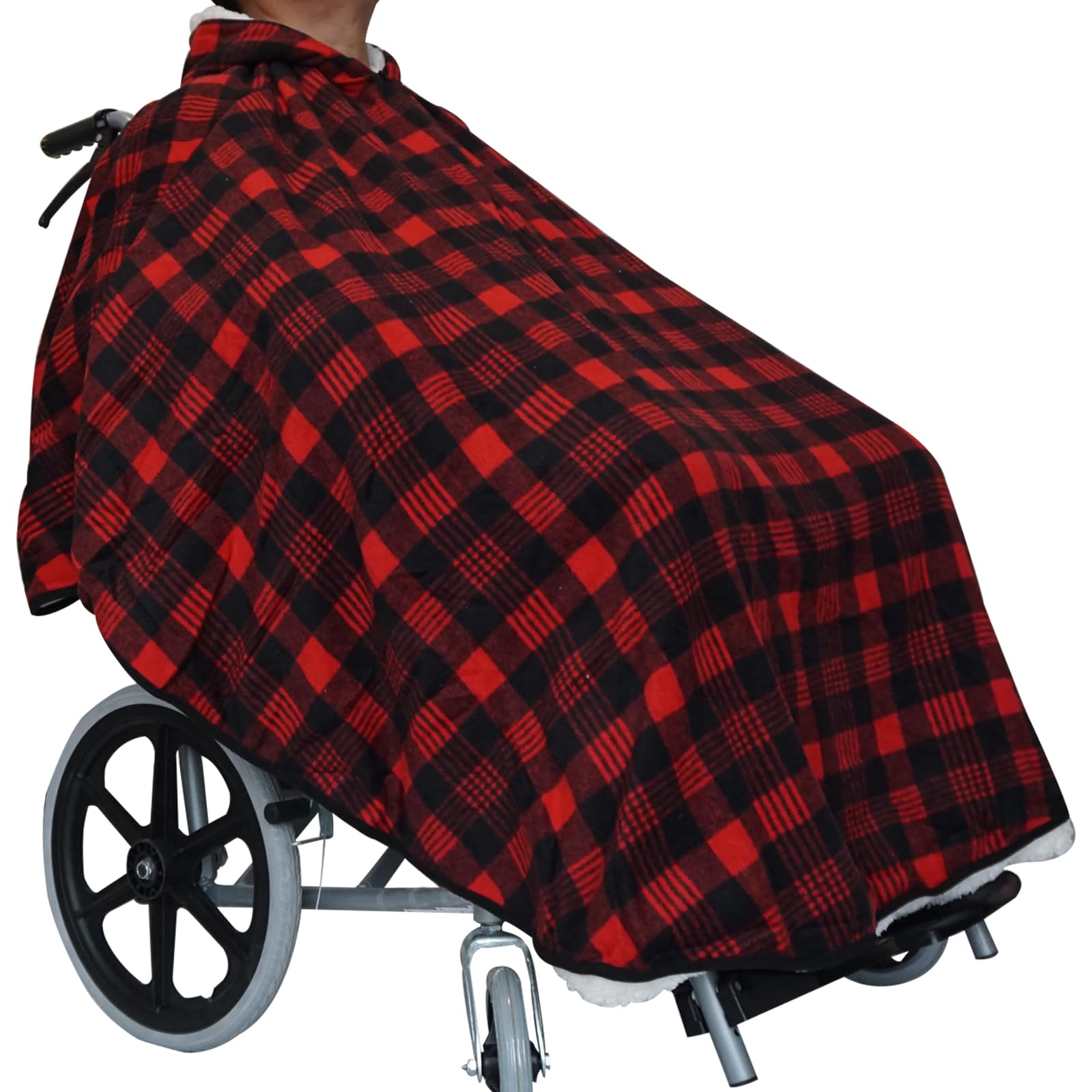 

HOONYUNN Hooded Fleece Wheelchair Cover - Adult Full Body Warm Cover, Lightweight Winter Wheelchair Blanket (Red)