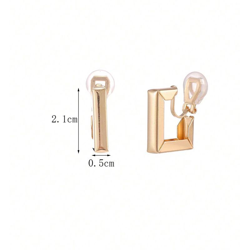 Stylish Geometric Square Hollow Metal Earrings for Women Without Piercing Ear Clips