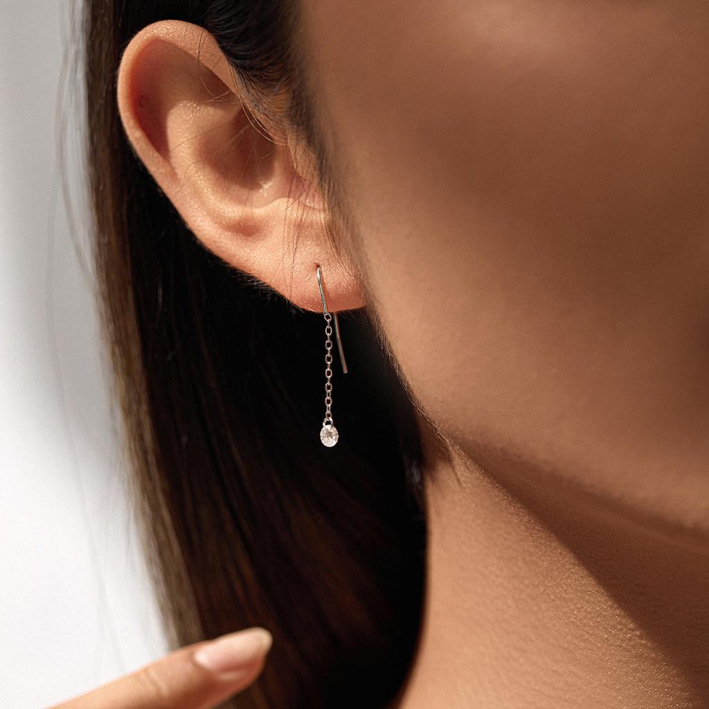 MODIAN 0.6CT D Moissanite Drop Earrings 925 Silver Lab Diamond Link Chain Hook Earrings For Women Fine Jewelry