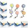 Retractable Nurse Badge Reel Cartoon Flora Easy Pull Buckle Cute Flower Badge Holder  Hospital Use