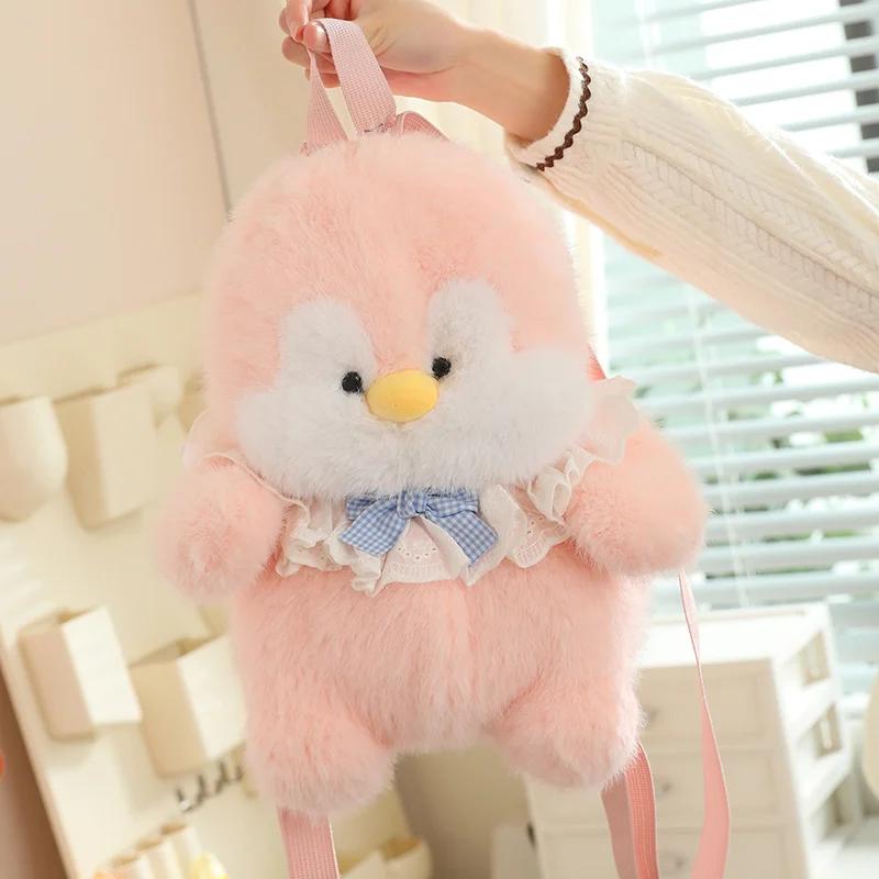 MyRytanda New Cute Penguin Plush Backpacks Cartoon Animals Stuffed Plush Bag Kawaii Lady Messenger Bag Children Birthday Gifts