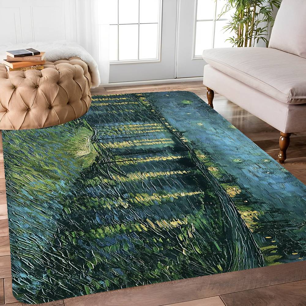 Van Gogh Oil Paintings Floor Mat Anti-slip Absorb Water Long Strip Cushion Bedroon Mat Alfombra