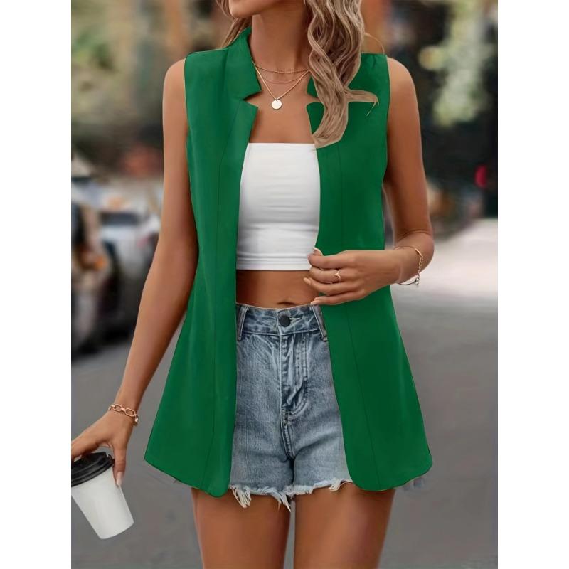 VEZFAA Dámská móda Ležérní Léto Jaro Jednobarevný potisk Halenky a košile bez rukávů