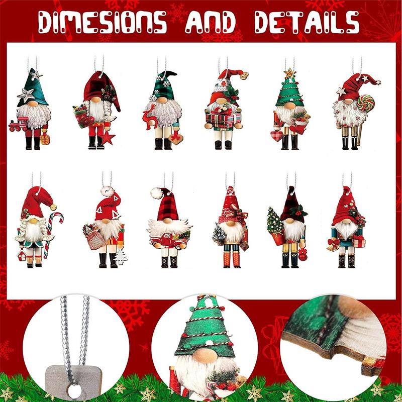12PCS/PACK Christmas Tree Pendant Christmas Soldier Colorful Decoration Wood Holiday Ornament