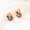 Luxurious Blue Zircon Flower Style Exquisite Earrings for Women Simple Fashion Party Daily Exquisite Retro Zircon Girls Gifts