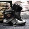 2025 New Men's Ankle Boots High Quality Work Cowboy Boots Zipper Up Motorcycle Boots Men Western Boots Plus size 39-48