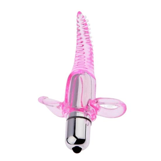 Tongue Shaped Finger Vibe Waterproof Finger Stimulator Mini Battery Operated Vibration Massager Tool with Dots