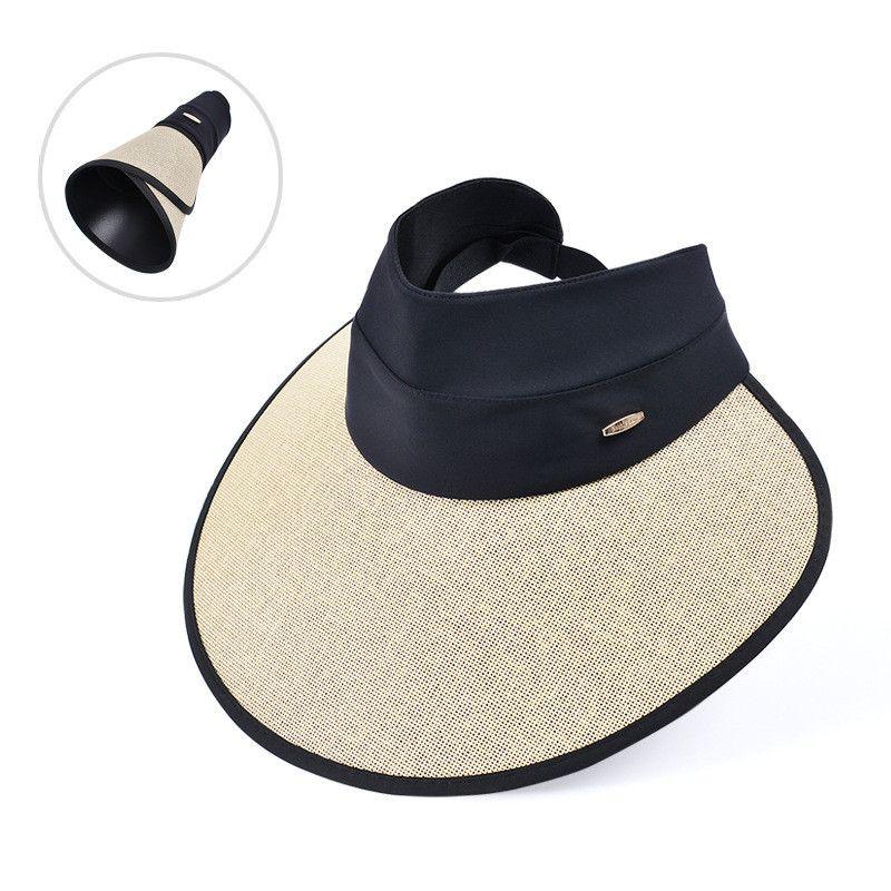 

8435 Summer Outdoor Sunshade Sun Protection Hat Easiest for Match K-style Face Cover Sun Hat Vinyl Big Brim Topless Hat Children Beige