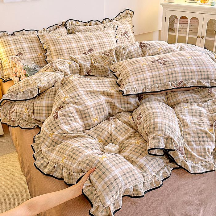 Korean Princess Cloud-like Crinkled Gauze Lace Cotton Bedding Set