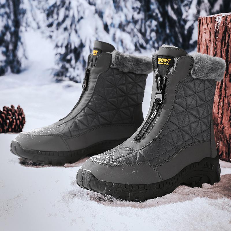 

Зимние мужские высокие зимние ботинки для отдыха на природе теплые плюшевые туфли большие размеры 39-47 45 серый
