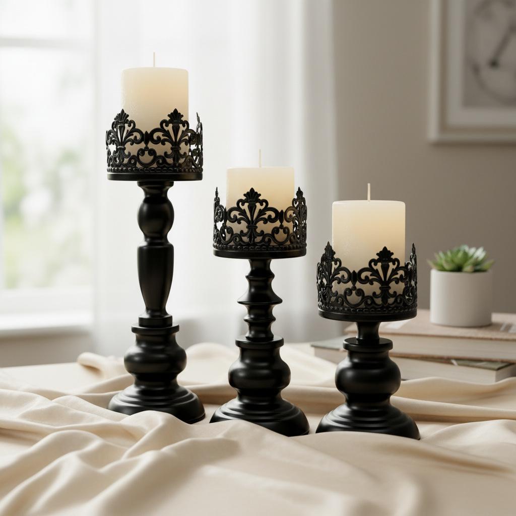 European Retro Hollow Crown Wrought Iron Candlestick Set - Wedding Decoration