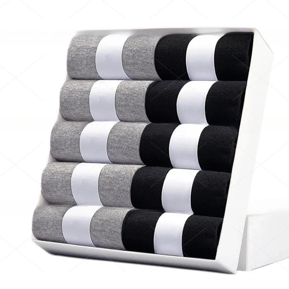 5 10 Pairs Men Socks Cotton Blend Black Business Casual Soft Breathable for Spring Summer Autumn Winter Size 6-13