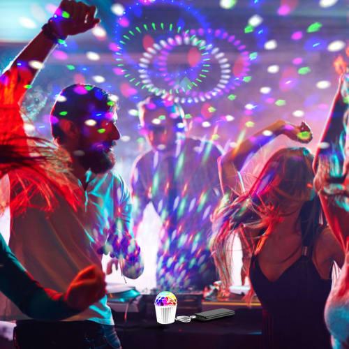 Mini Disco Ball Light - Sound-Activated RGB Strobe Party Lighting with Remote Control and USB Power Supply for Home Dance, Karaoke, Birthday Parties,