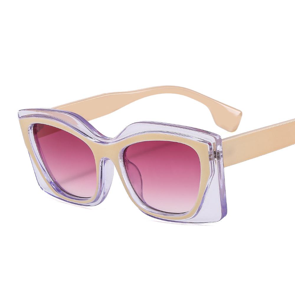 Women Colorful Square Frame Sunglasses Stylishable European and American Party Flat Mirror Polygonal Luxury Stylishy Sun Glasses